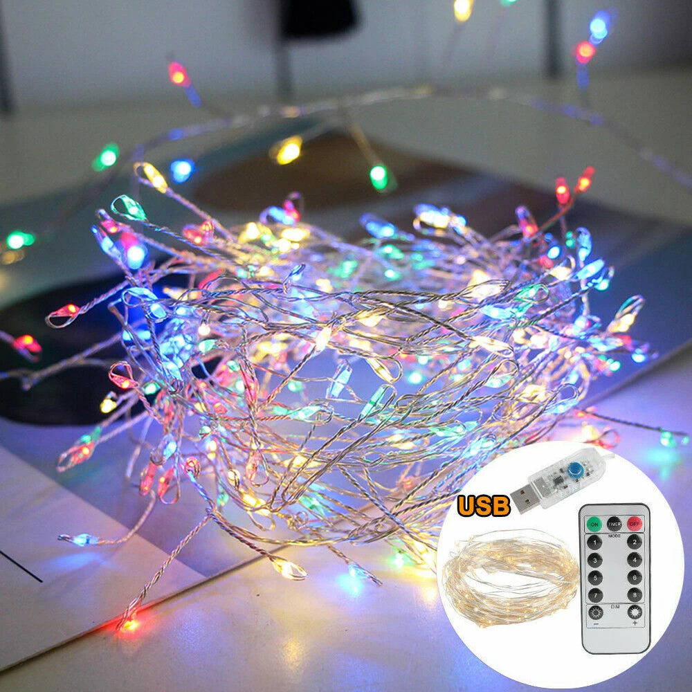 guirlande lumineuse led blanc chaud filament branché moderne décoration noël 3m 6m 100 leds