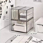 boîtes rangement acrylique transparentes empilables stationnerie cosmétiques maquillage moderne minimaliste respectueux environnement