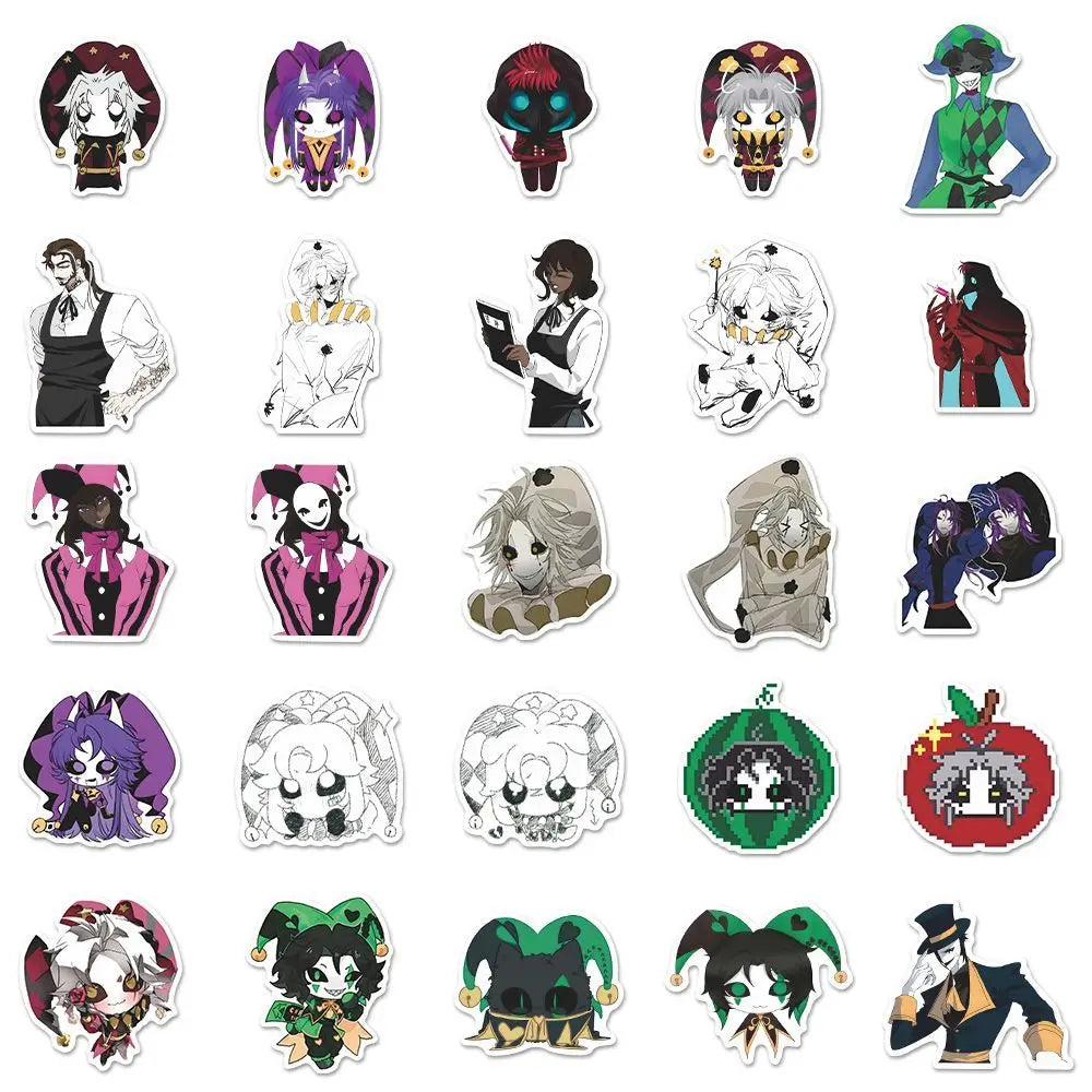 stickers dessin animé personnages fantaisistes chats fruits noir blanc rouge vert bleu rose gris