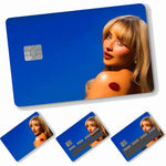 autocollants carte crédit sabrina carpenter adhésifs personnalisables moderne bleu clair noir doré imprimé maillot