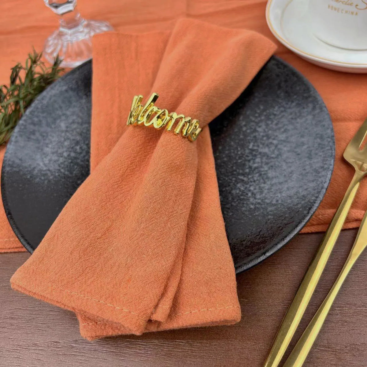serviette table coton rose violet ruban jute décoration mariage fête rustique moderne