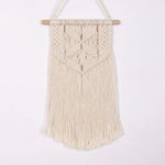 tapisserie macramé boho chic beige motifs géométriques franges moderne suspension maison