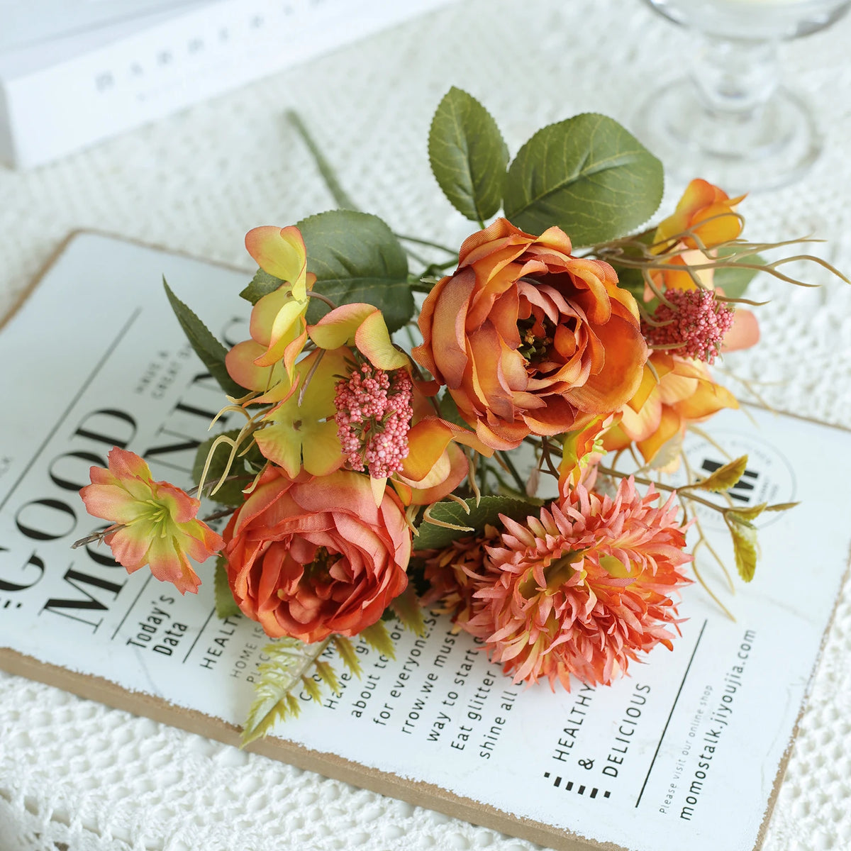 bouquet fleurs artificielles soie rose blanc mariage décoration intérieure classique anniversaire baby shower