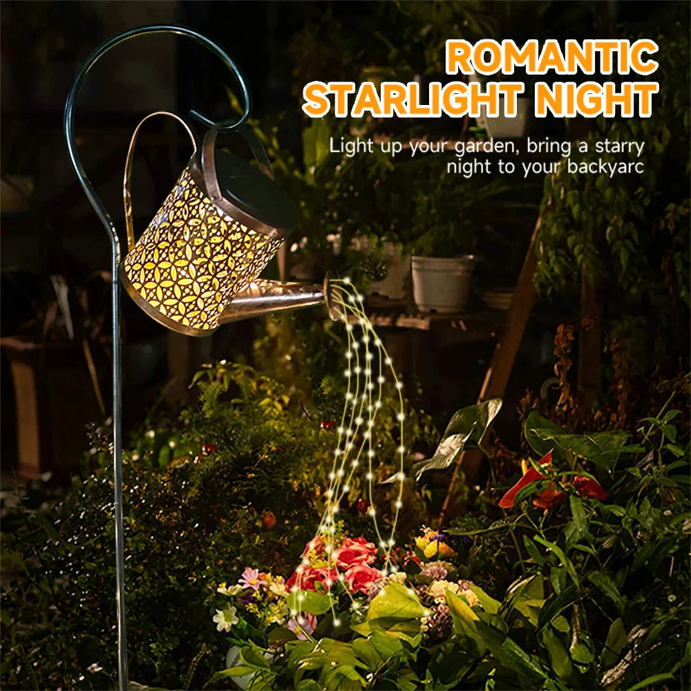 arrosoir lumineux bronze doré moderne ajouré solaire étancheextérieur jardin vacances