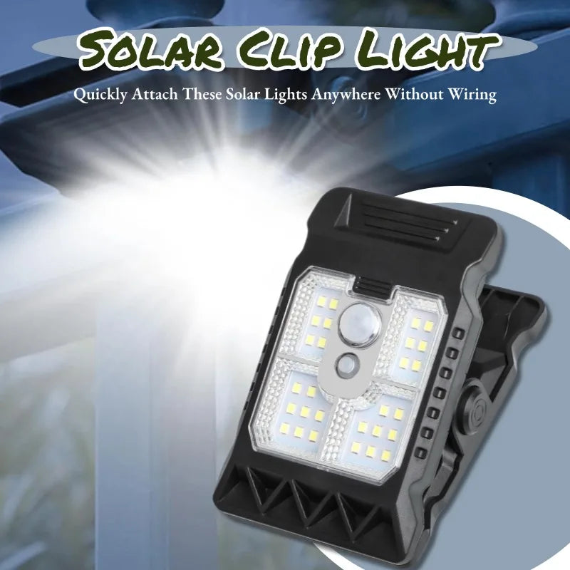 lampe solaire led portable étanche clip capteur mouvement jardin extérieur nuit moderne noire