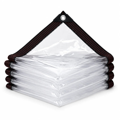 bâche transparente protection jardin gazebo imperméable toile couverture plantes pluie métalliques rayures noires rouges