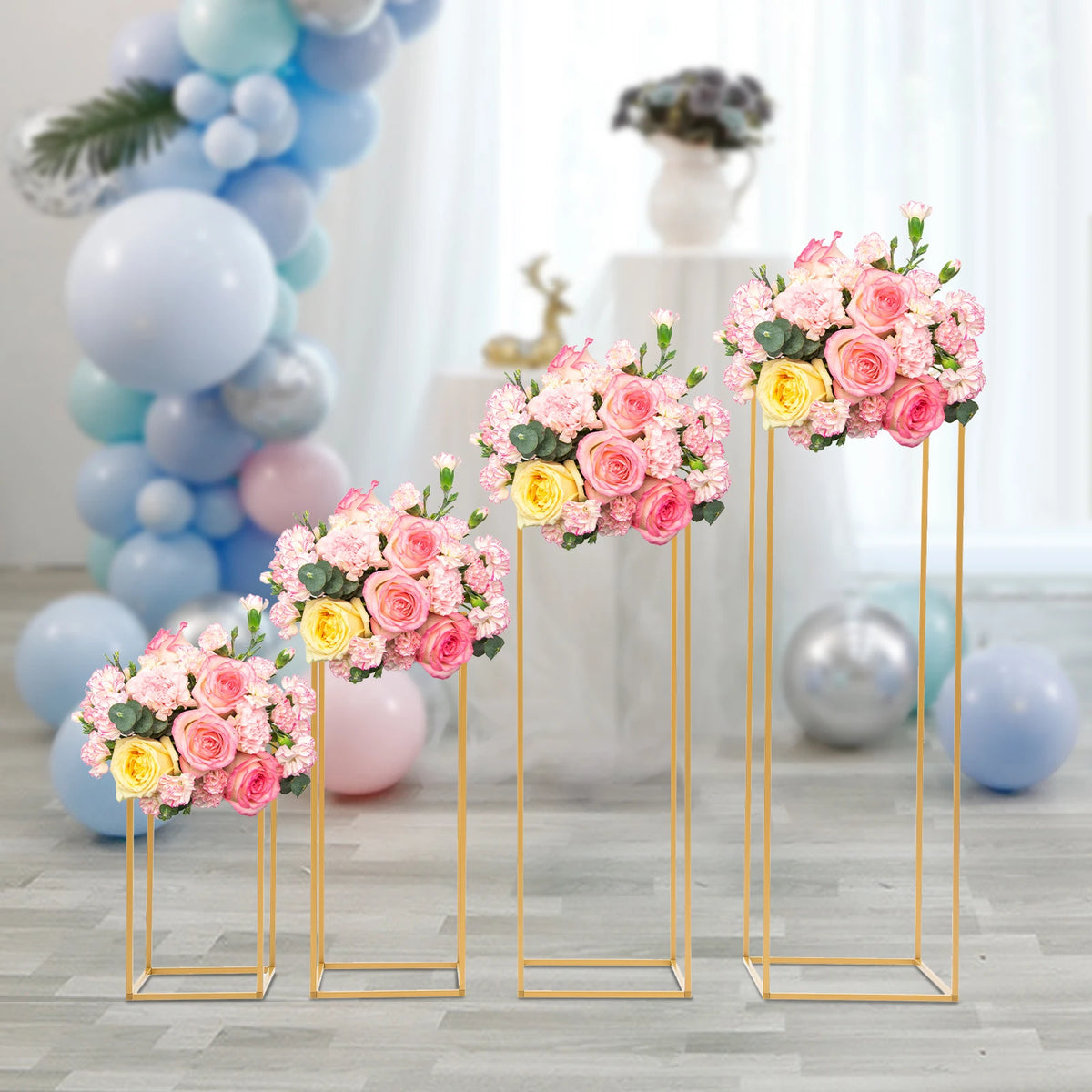 supports fleurs dorés modernes métal structure géométrique 40cm 60cm 80cm 100cm