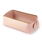boîtes rangement cosmétiques pliables modernes vert foncé rouge rose marron jaune simili cuir doré