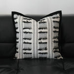 coussin moderne motif rayures beige bordure noire poly coton 45x45cm décoration intérieure sans rembourrage