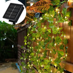 guirlande lumineuse solaire feuilles vertes motif veiné transparent extérieur décoration jardin