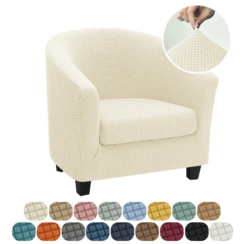 housse fauteuil moderne gris rose carreaux polyestère lavable printemps été salon