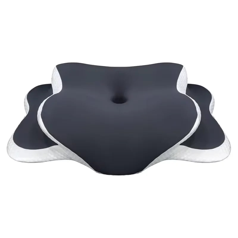 coussin sommeil mousse mémoire forme ergonomique gris blanc support cou voyage massage lit