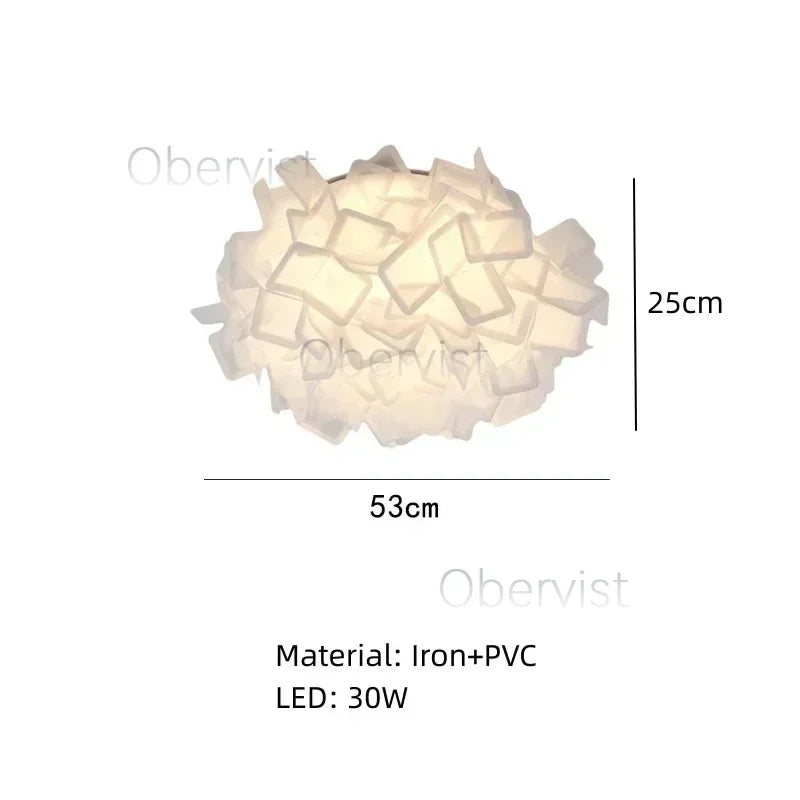 lampe suspension blanc forme géométrique moderne plaque fixation flux lumineux intelligent certification sécurité