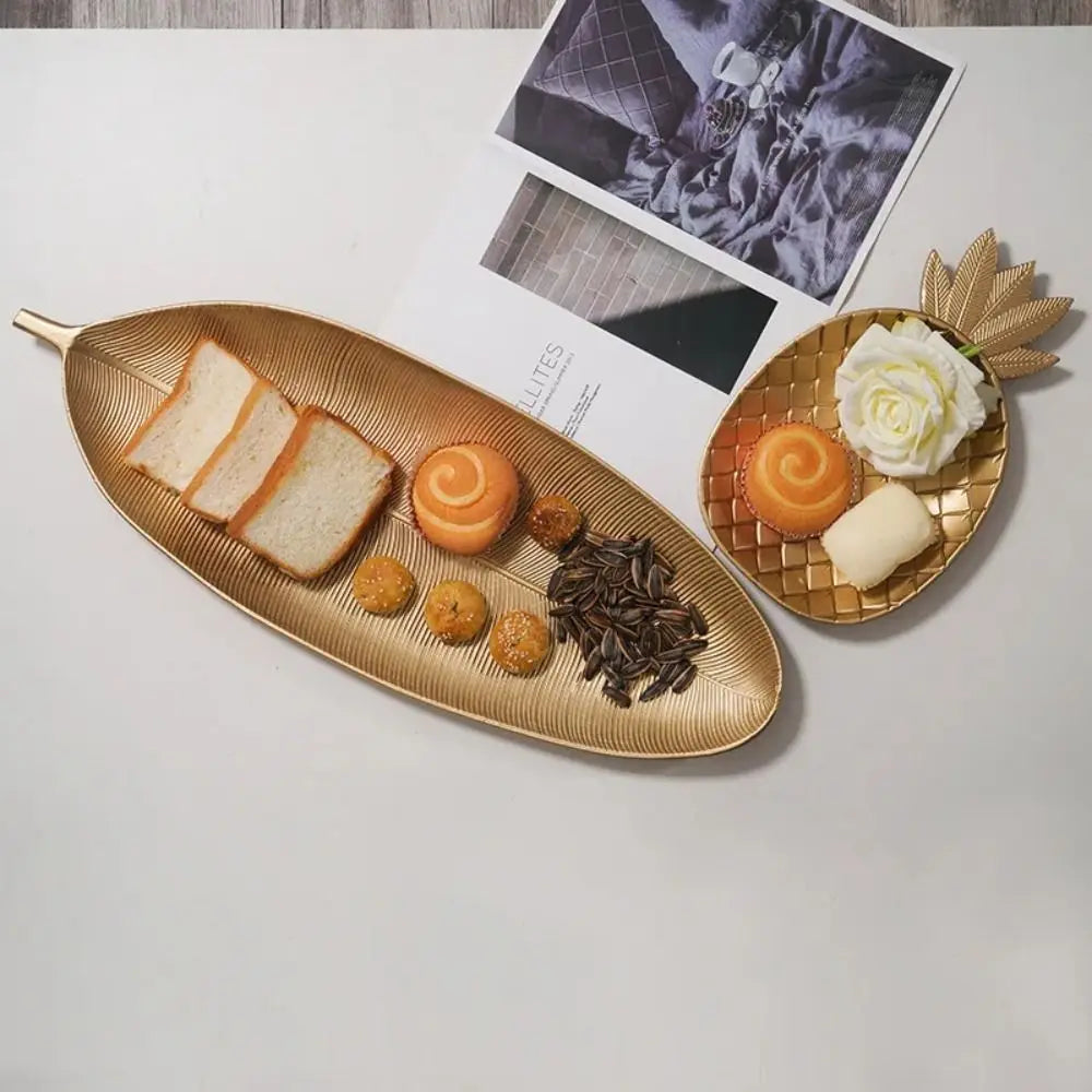 assiettes décoratives modernes feuille dorée nordique organisation alimentaire bijoux collations fruits epices