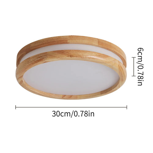 plafonnier led bois moderne minimaliste naturel blanc éclairage couloir chambre(touches)
