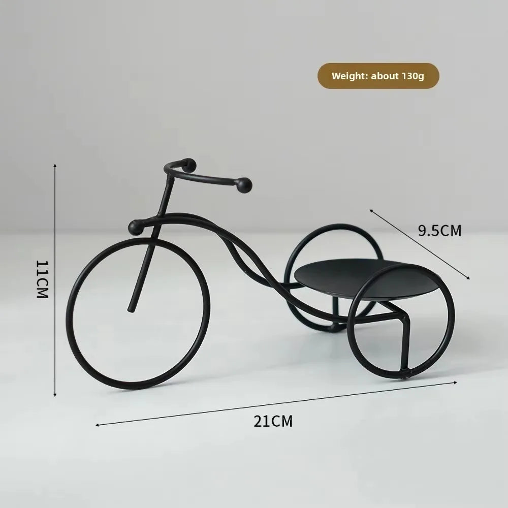 support bougie tricycle or noir décoration maison vintage minimaliste transparent métallique lisse bougie parfumée