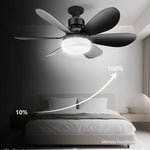 ventilateur moderne lumière led télécommande blanc noir pales lisses minimaliste