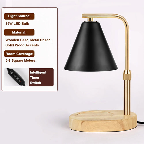 lampe chauffe bougies noir doré modernes minuterie réglable cire décoration intérieure minimaliste