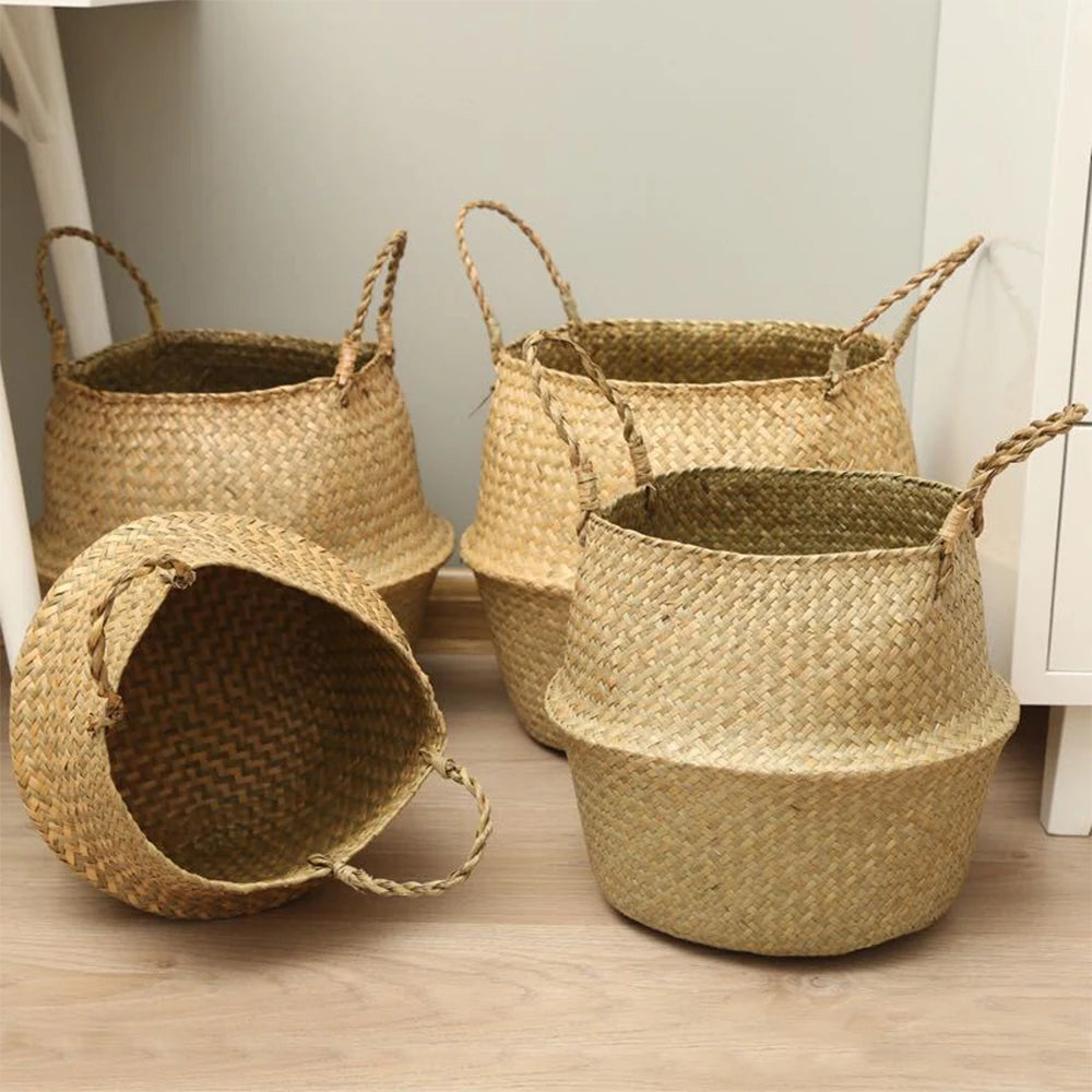 Panier en rotin tissé main pour rangement