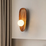 applique murale moderne minimaliste bois globe lumineux blanc anneau doré chambre salon étude