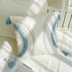 coussins bohèmes 3d franges taies d'oreiller décoratives géométriques brodés moderne blanc bleu clair polyester