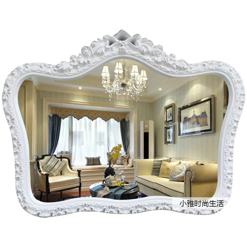 miroir baroque or argent blanc ornements floraux fixation murale décoration maison chambre salon