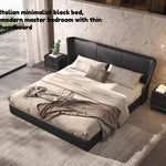 lit moderne minimaliste noir simili cuir rangement intégré chambre coucher boîte rangement