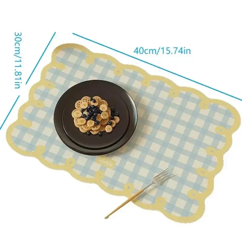 tapis table bleu clair rose jaune carreaux géométrique vintage rustique adhésif moderne rectangle
