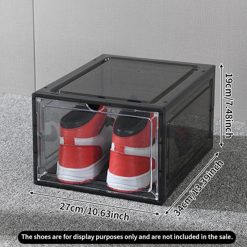 boîtes chaussures transparentes empilables moderne respectueuses environnement utilisation multiple