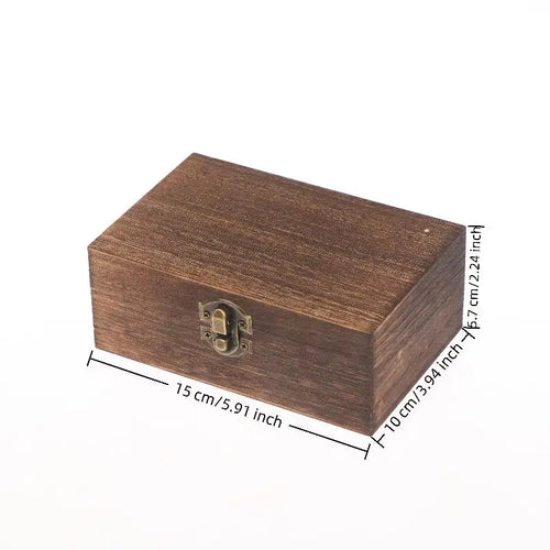 boîtes bois vintage rustique couvercle charnières rangement bijoux décoration maisonOpaque brunoîtss dorés