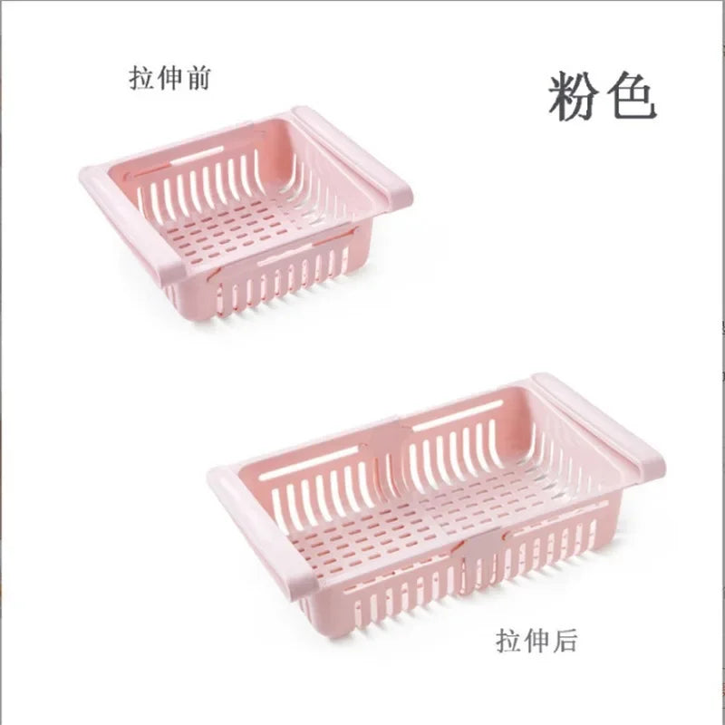 panier rangement réfrigérateur imperméable plastique rose clair vert pastel blanc grille perforation moderne clips