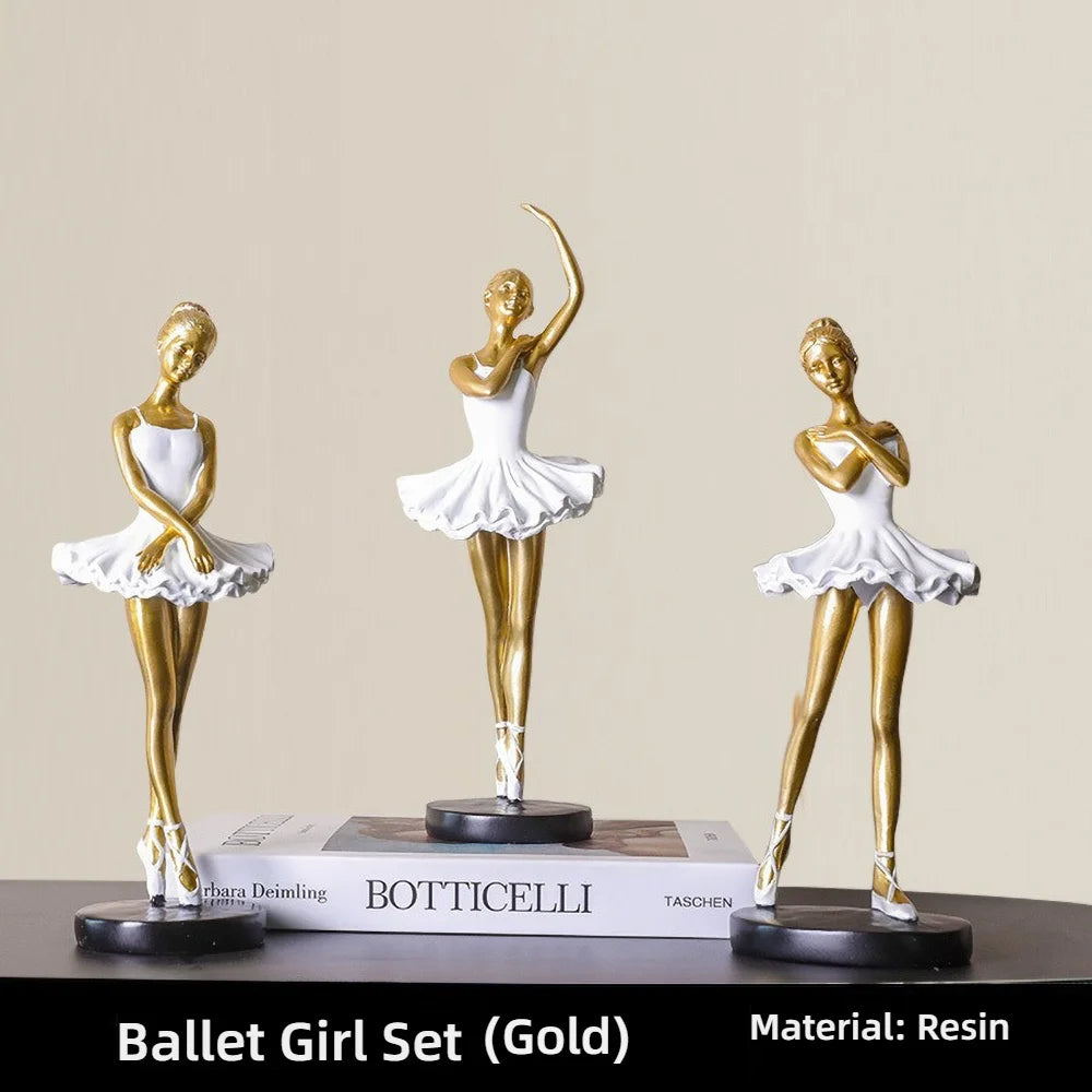 statue danseuse résine or blanc robes ballet décoration chambre enfant collection amateur