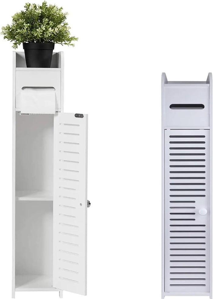 Armoire de salle de bain blanche étanche avec portes et étagères