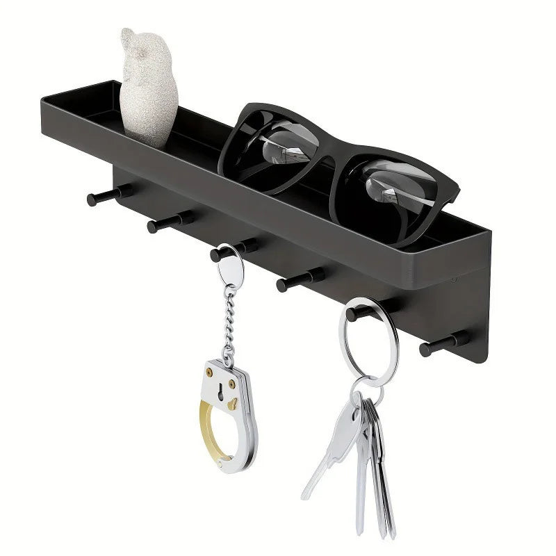 porte clés mural sans perçage crochets adhésifs blanc noir moderne rangement étiquettes règles ciseaux
