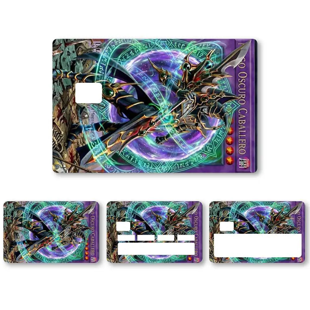 autocollants cartes crédit multicolores dessin animé illustrations fantastiques adhésifs protection cartes jeu set collection