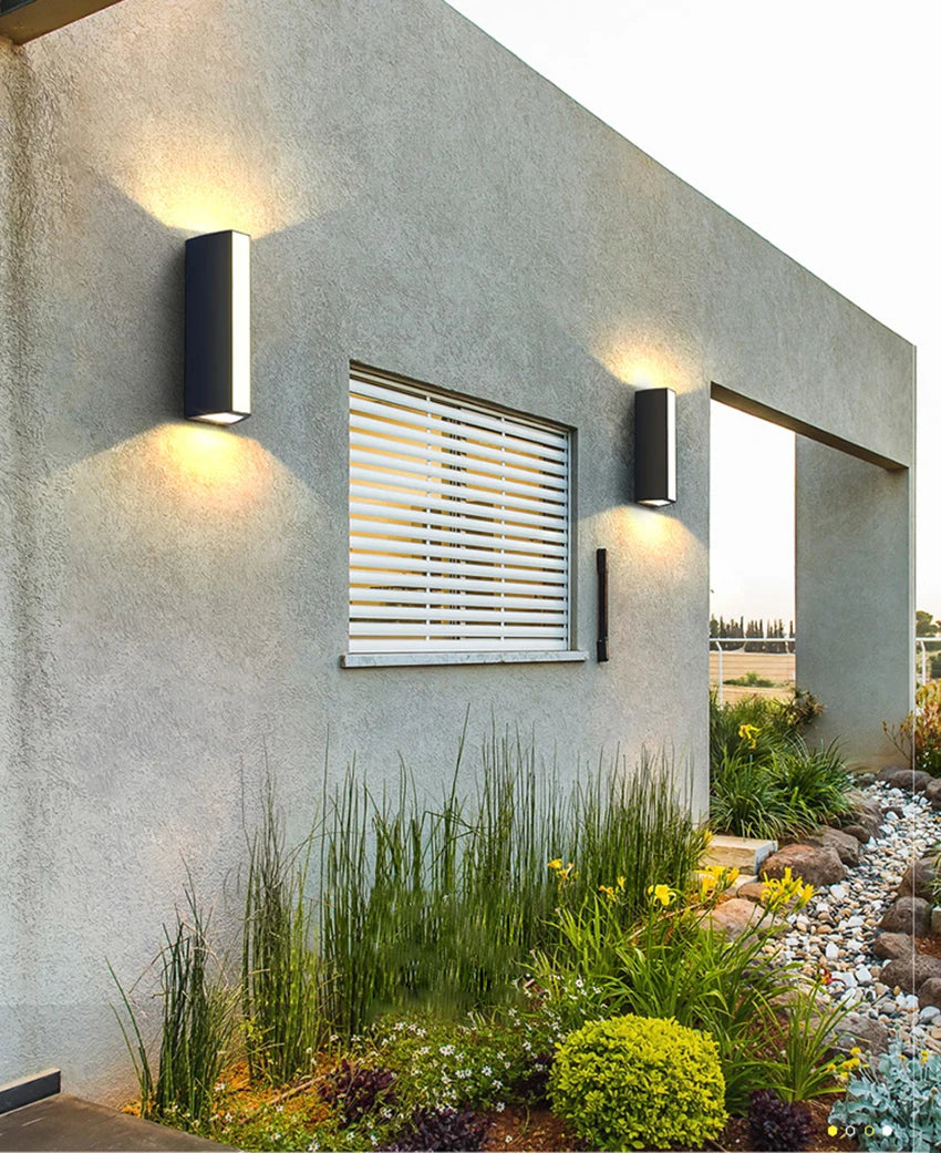 applique murale moderne led noire verre trempé ip65 7cm 37cm salon extérieur