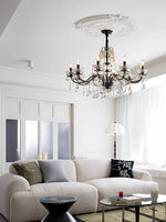 lustre cristal noir blanc classique baroque suspension salon chambre