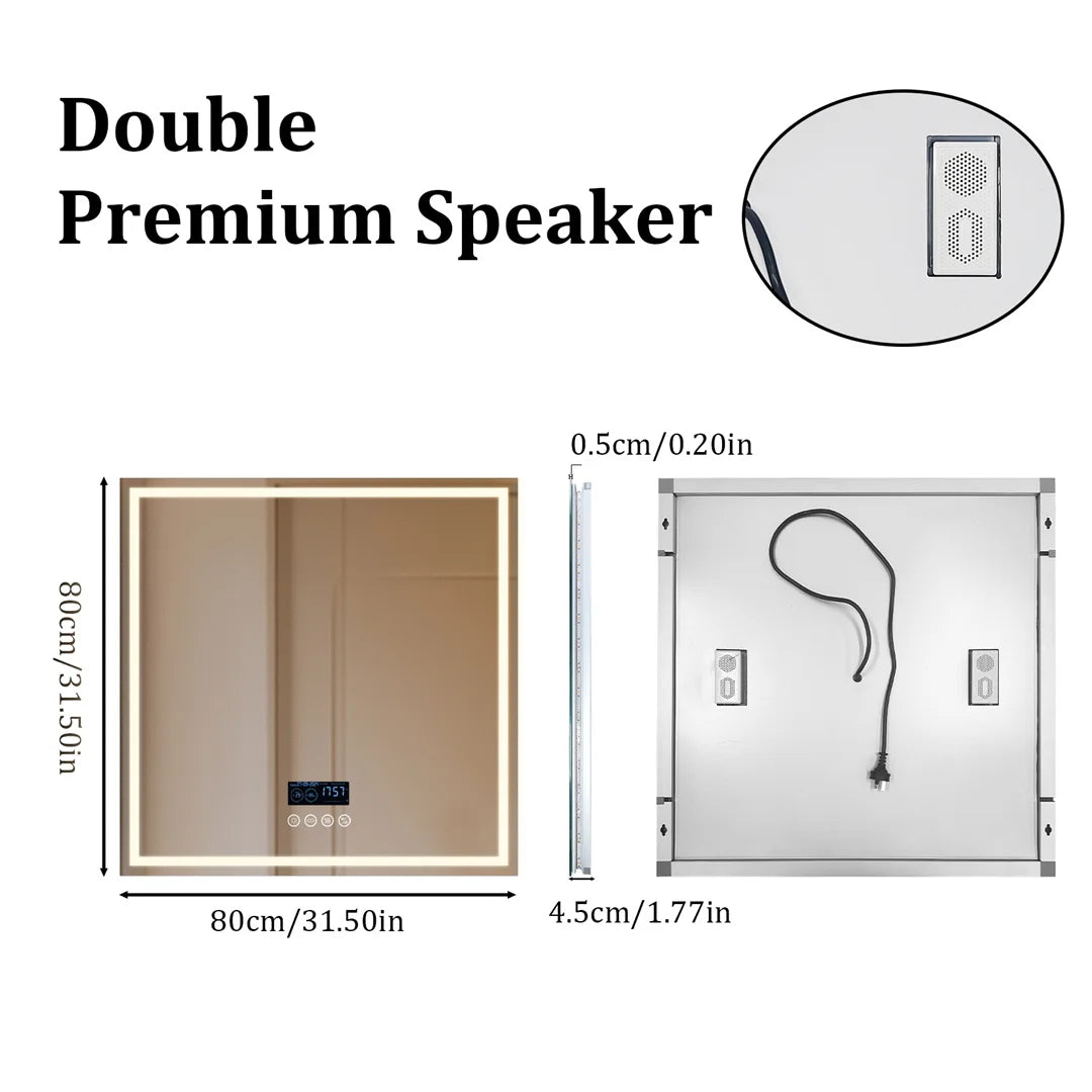 miroir lumineux moderne marbre blanc noir antibuée led bluetooth défog couleurs