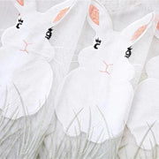 rideau enfant lapins herbe blanc rose translucide øillets plis galon fronceur