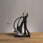 statue musicien moderne abstraite saxophone guitare noire décoration intérieure couple instrumental résine opaque base