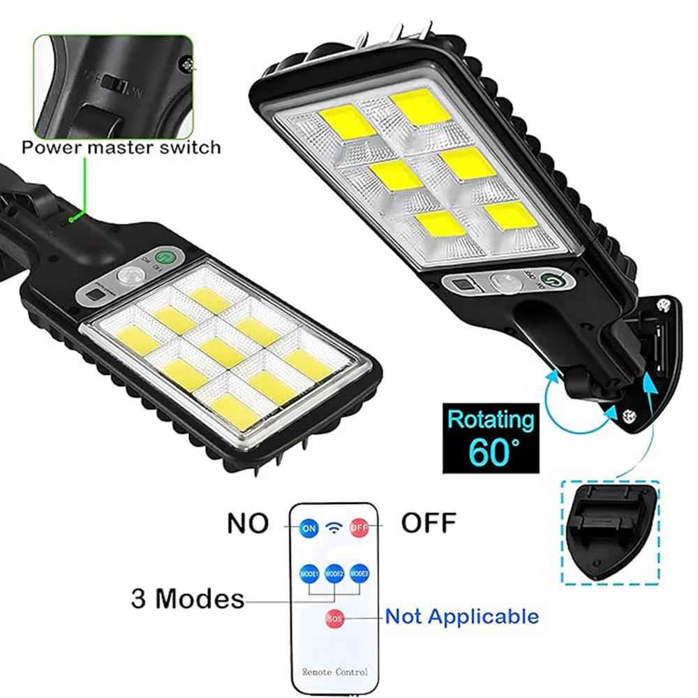 lampes solaires led détecteur mouvement extérieures modernes télécommande panneau solaire noir jaune