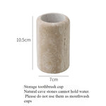 ensemble salle bain moderne pierre marbrée distribiteur savon porte brosse dents plateau carré beige
