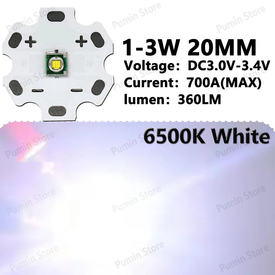 LED haute puissance 1W 3W 5W 10W blanc froide 16mm 20mm éclairage vélo phare