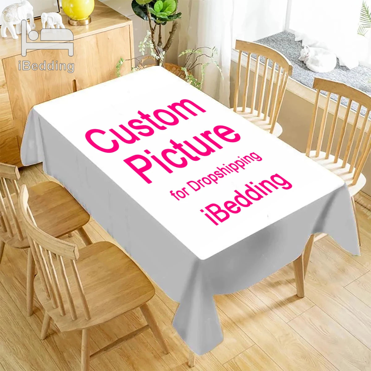 nappe table rectangulaire imperméable motif fleurs tournesols personnalisée polyester décoration maison moderne blanche