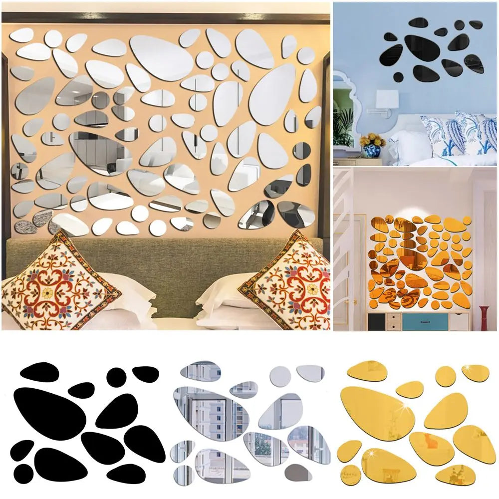 sticker mural moderne 12 pièces forme ovale noir or argent adhésif vinyle décoration intérieure