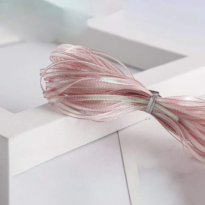 rubans polyester dentelle 3mm large rose pâle gris blanc modernes élégants clips métalliques bricolage