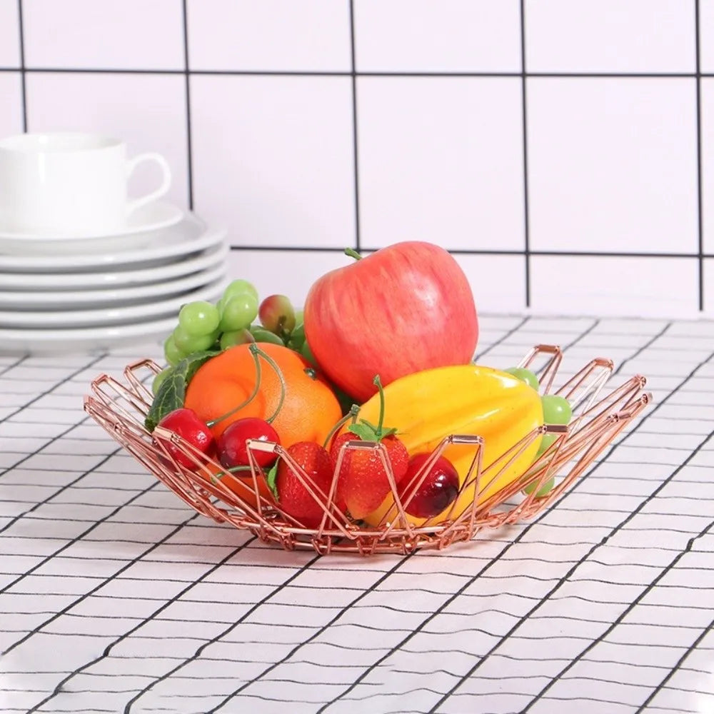 panier métal or argent multiple utilisation moderne minimaliste rechargeable extensible dessert