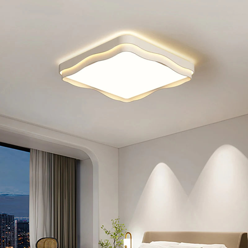 plafonnier led moderne blanc beige rond ondulé mat intérieur minimaliste intensité variable toucher