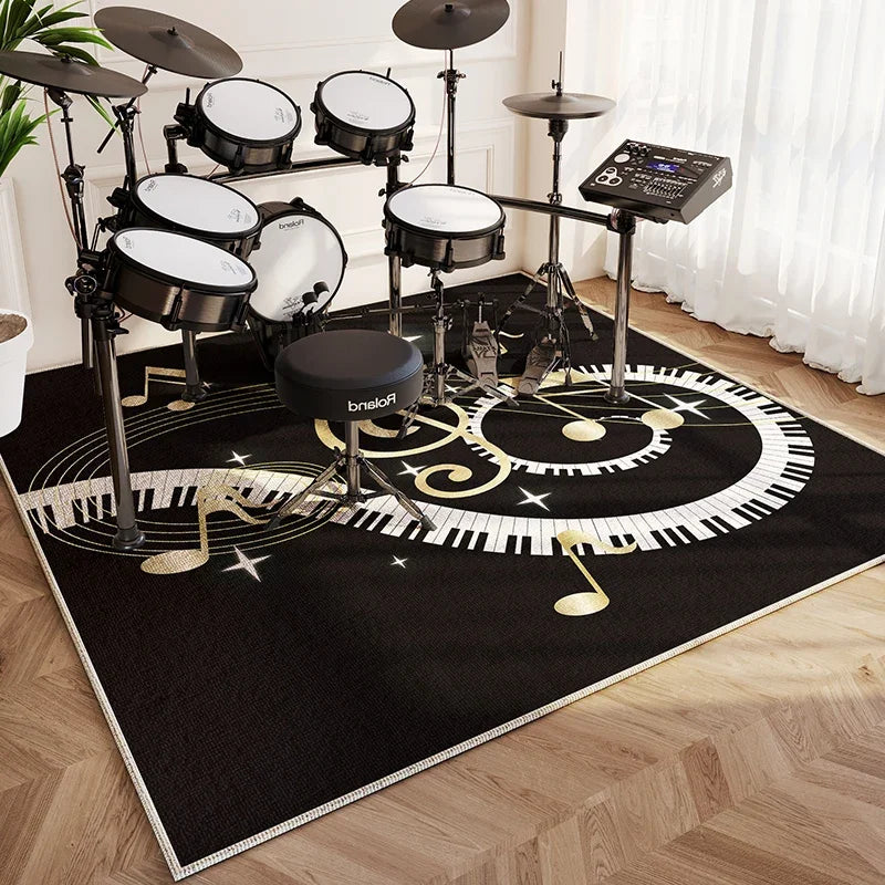 tapis moderne musical floral salon noir blanc décoration chambre hôtelextérieur