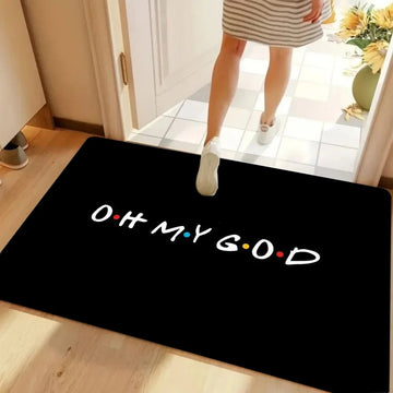 tapis friends logo noir moderne antidérapant résistant décoloration 30x50cm 40x60cm 50x80cm salon bainextérieur
